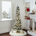 thumbnail image 4 of LuxenHome 6Ft Pre-Lit Flocked Pencil Artificial Christmas Tree with Metal Base, 4 of 9