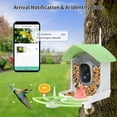 thumbnail image 2 of Bird Feeder with Camera, Smart AI Bird Breed Recognition, Birds Motion Detection with Real-Time Notice, 2K Auto Capture Bird Watching WiFi Camera, Solar-Powered Outdoor Charging Bird House,Green, 2 of 7