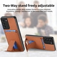 thumbnail image 5 of Case for Samsung Galaxy S21 with Hidden Kickstand, Carbon Fiber Texture Wallet Case with Card Holder for Samsung Galaxy S21 Magnetic Car Mount Shockproof Military Grade Protection Cover, Brown, 5 of 10