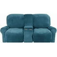 thumbnail image 2 of Topchances Non Slip Velvet Recliner Chair Slipcover, Peacock Blue, 2 of 9
