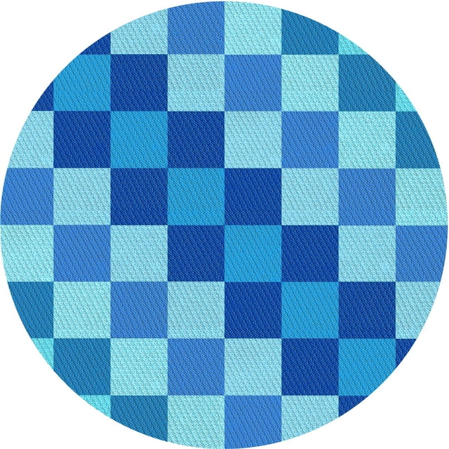 Ahgly Company Tapis d'Intérieur Lavable en Machine Carré Bleu Transitionnel, 3 Pieds Carré