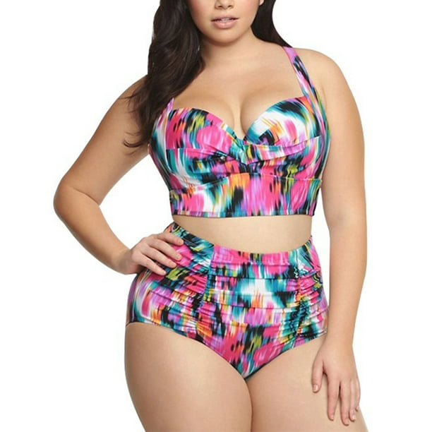 Womens XL-5XL Size High Waisted Bikini Set Retro Two Bathing suite Bikini XL) - Walmart.com