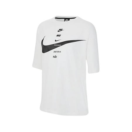 Nike Sportswear Boyfriend Fit Swoosh Womens Active Shirts & Tees Size 3X, Color: White/Black