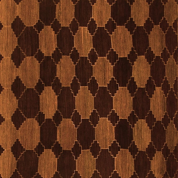 Ahgly Company Indoor Square Abstract Orange Modern Area Rugs, 6' Square