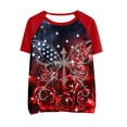 thumbnail image 3 of Fshinging Essentials Women T Shirts Casual Short Raglan Sleeve Shirt Patriotic Graphic Print Plus Size Clothes Red XL, 3 of 3