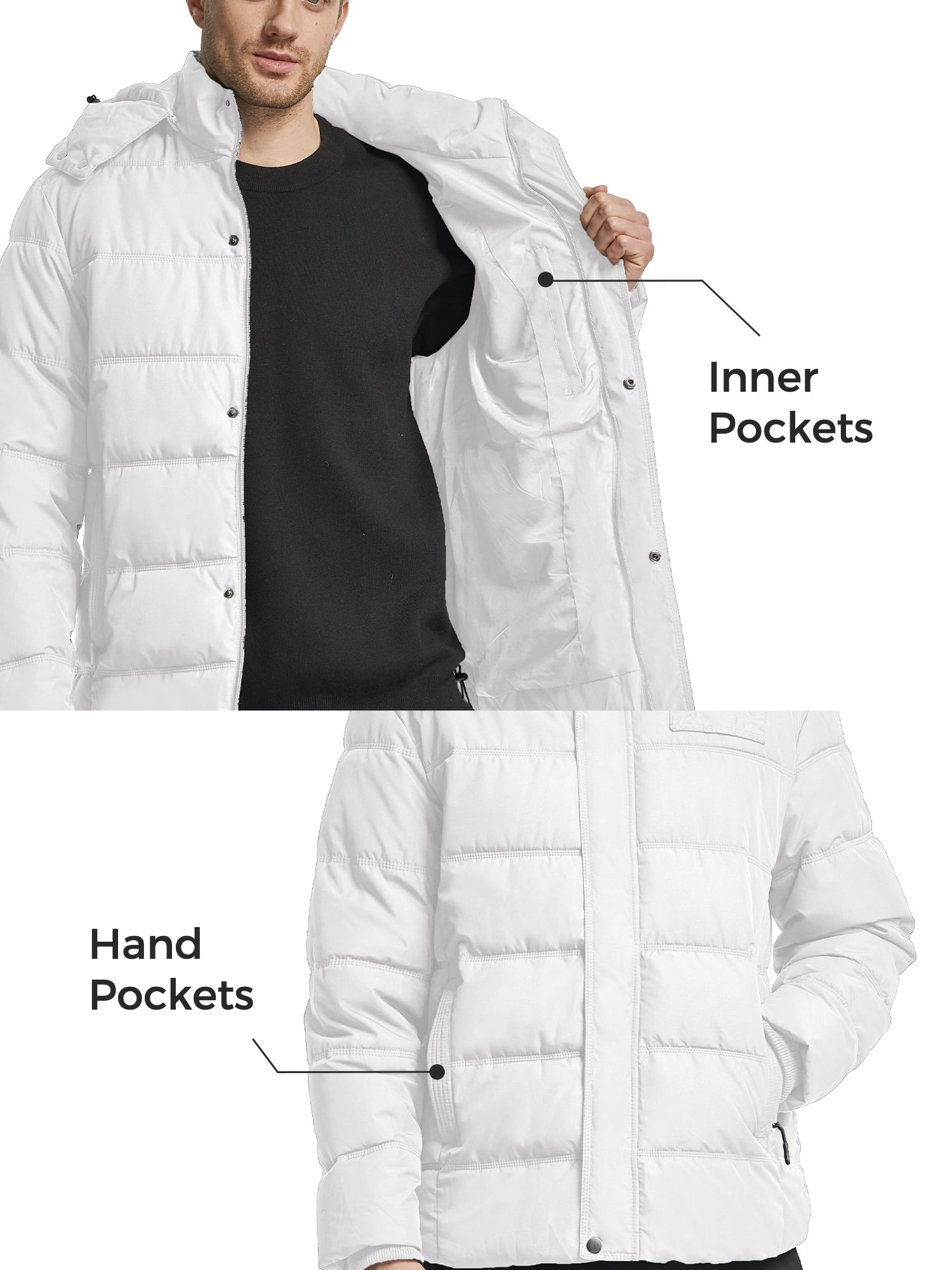 Wantdo Men's Winter Jacket Quilted Winter Puffer Coat