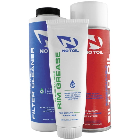 No Toil NT207 Aerosol Filter Maintenance Kit - 3 Pack - 12oz Oil, 16oz Cleaner, 4oz Grease