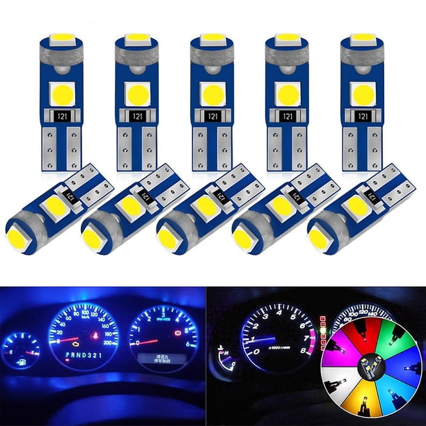 10X T5 Car Gauge 3030-3SMD 12 LED Speed Dashboard Dash Side Light Bulb 7 Color zhangyuxiang LED