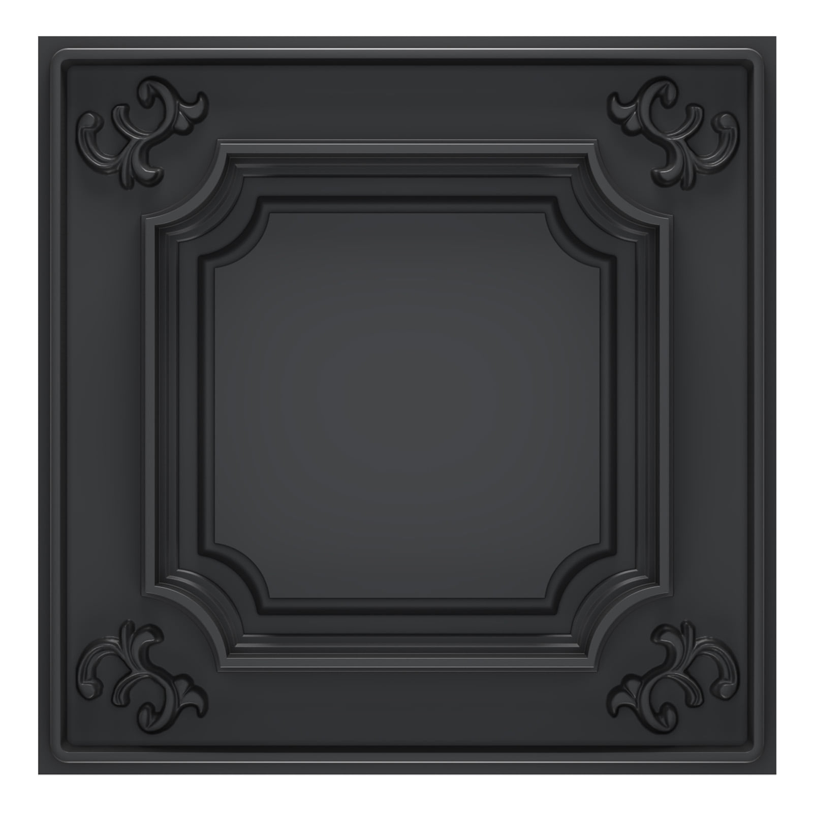 LooYee 24 Pack Black Ceiling Tiles 24x24 Inch, French Style 3D Decorative Ceiling Panels 2x2Ft PVC Waterproof Washable Plastic Material, Cover 96 Sq.Ft