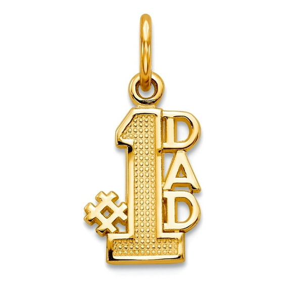 14k Yellow Gold Solid Polished Number 1 Dad Charm 13x9mm Pendant Necklace for Women - .6 Grams