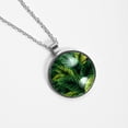 thumbnail image 4 of Tropical Jungle Palm Leaves Glass Design Circle Pendant Necklace - Stylish Jewelry for Women, 4 of 5