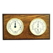 Angle View: Bey-Berk International WS120 Tide Clock & Thermometer with Hygrometer - Oak Wood