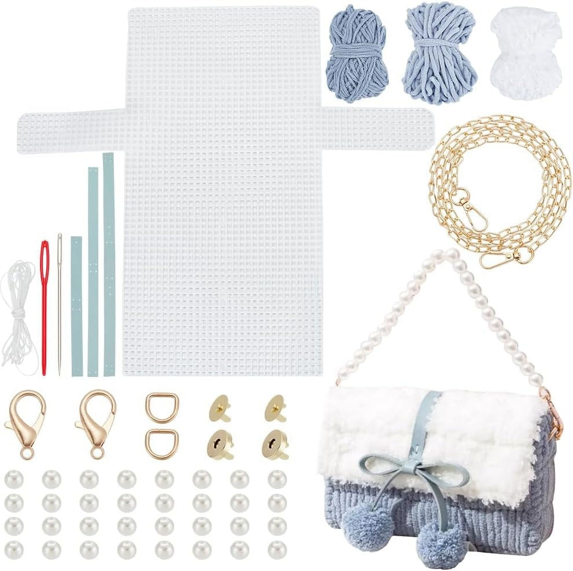 DIY Knitting Crochet Handbags Kit Mesh Plastic Canvas Kit for Shoulder Bags DIY Knitting Crochet Crossbag Materials Handmade Purse Stitching Kit for DIY Crafting Embroidery Projects Black