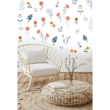 Blue Flowers Fabric Wall Art Decals for Children's Rooms