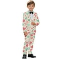 thumbnail image 2 of Xoenoiee Heart Love Stripe Print Boys' Formal Suit 2 Piece Set Blazer Set Valentine's Day Toddler Tuxedos for Wedding, Suits for Teens Boy Dress School Clothes, 5-6 Years, 2 of 7