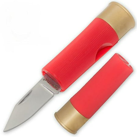 Shotgun Shell Knife with Red & Gold Plastic Casing (Best Red Dot For Shotgun Slug)