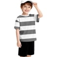 thumbnail image 5 of Ruyang Kids Girls Striped T Shirts Round Neck Loose Fit Short Sleeve Summer Casual Lightweight Outdoor Athletic Tee Tops, 5 of 7