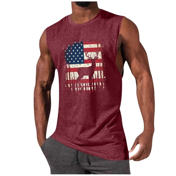 Tanque Deportivo de Cuello Redondo de la Impresión de la Moda Casual de los Hombres, Blusa de Poliéster sin Mangas para el Uso Diario Casual Al Aire Libre