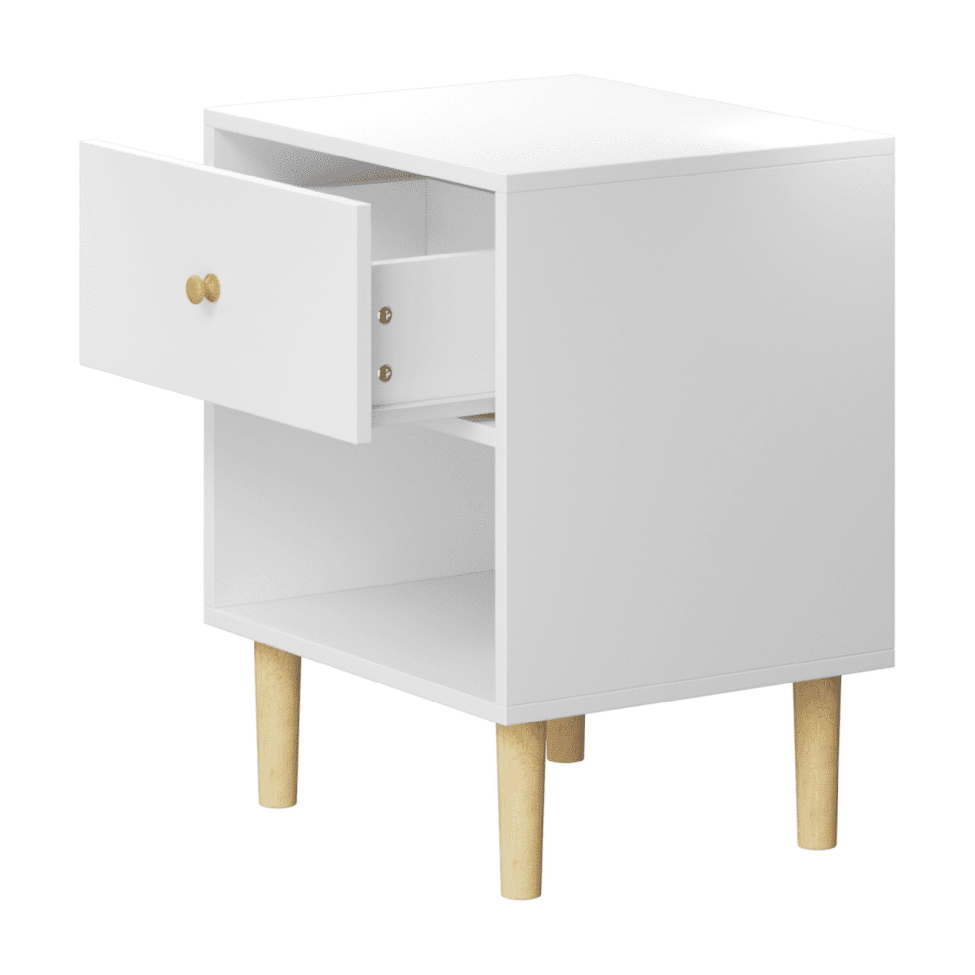 Yoneston Wooden Nightstand with Drawer Bedside Table for Bedroom, Dorm and Small Spaces, White