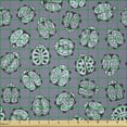 thumbnail image 2 of Ambesonne Ladybug Fabric by the Yard Microfiber, Ornamental Floral Art, 2 Yards, Purple Grey and Pale Blue, 2 of 4