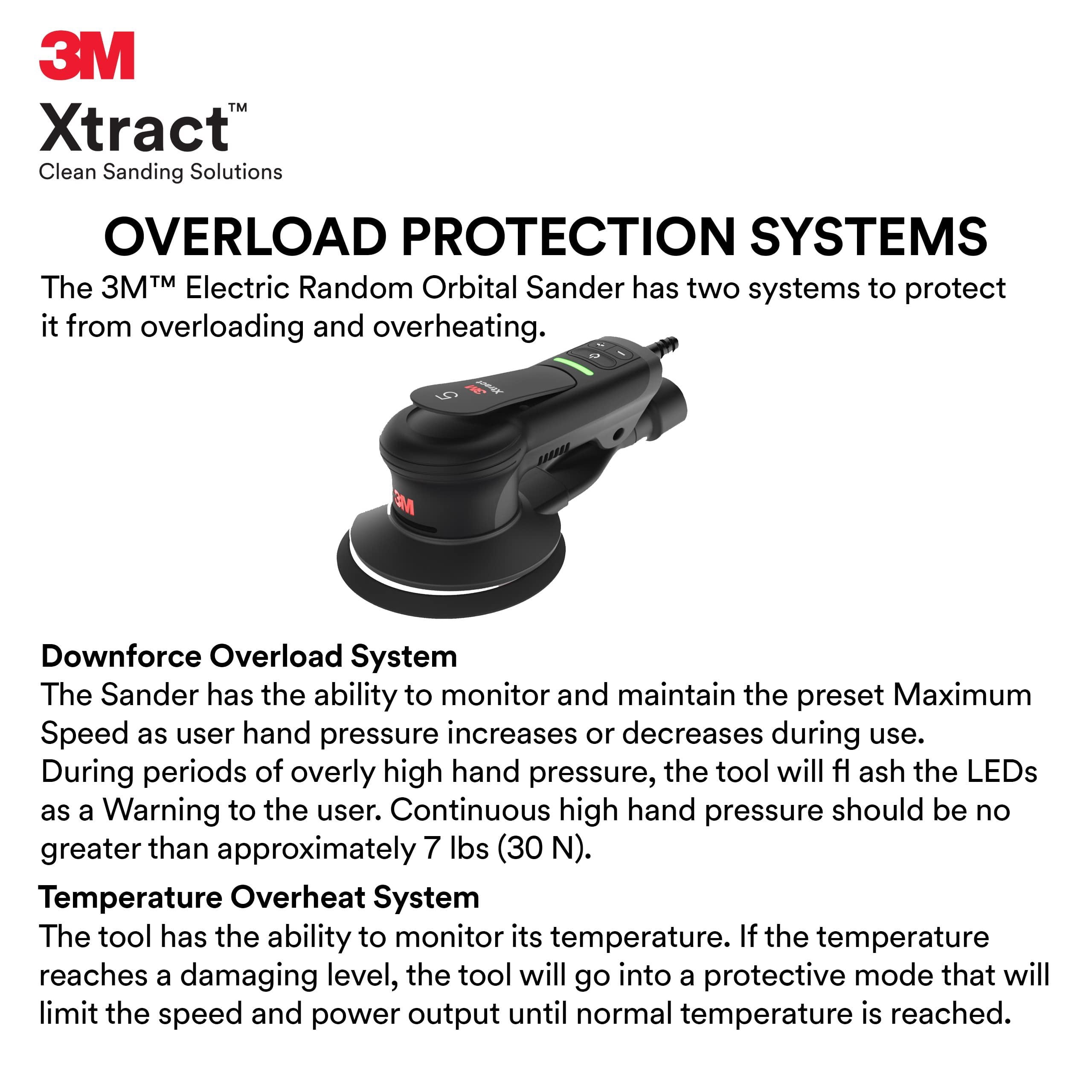 3M Xtract Electric Random Orbital Sander, 88758, 5 in, Central Vacuum