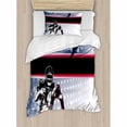 thumbnail image 3 of Ambesonne Americana Baseball Football Player Running in the Field with Stars Pattern Duvet Cover Set, 3 of 3