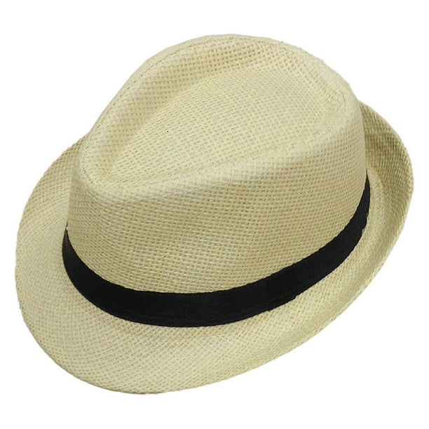 Sombrero de jazz con circunferencia de 56-58 cm, sombrero de paja, sombrero de copa para hombres y mujeres, protector solar de verano, sombrero para el sol al aire libre