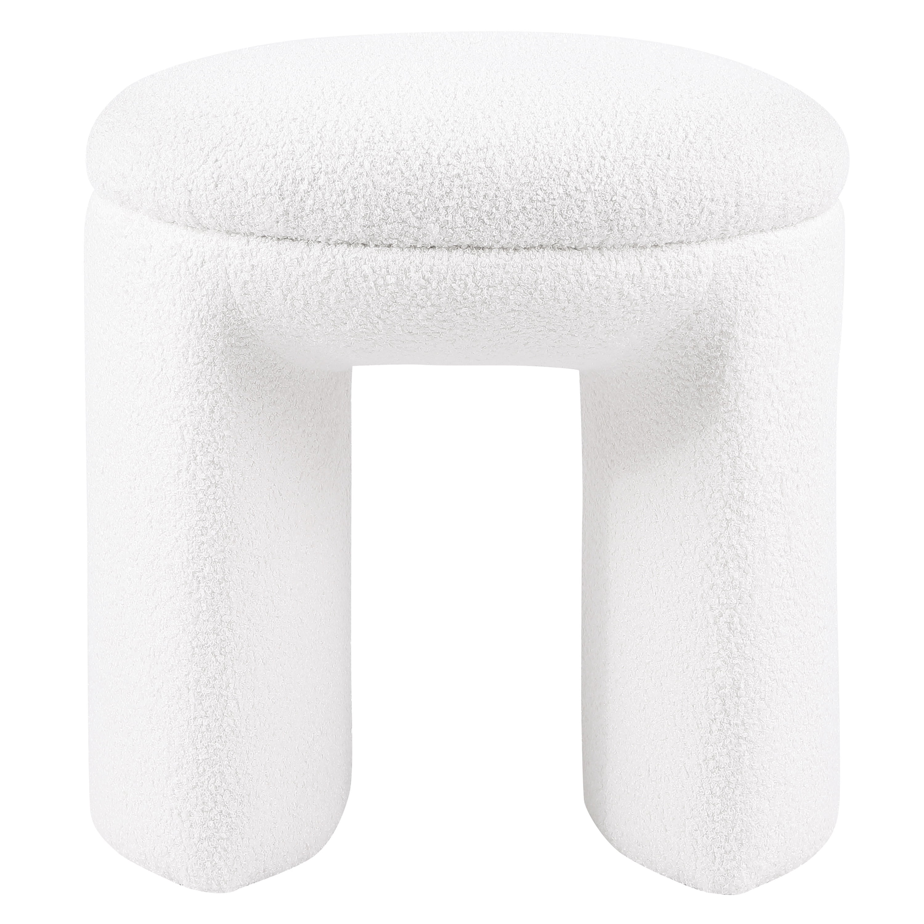 Furniture of America Thia Modern 18" Upholstered U-Shaped Stool, Beige