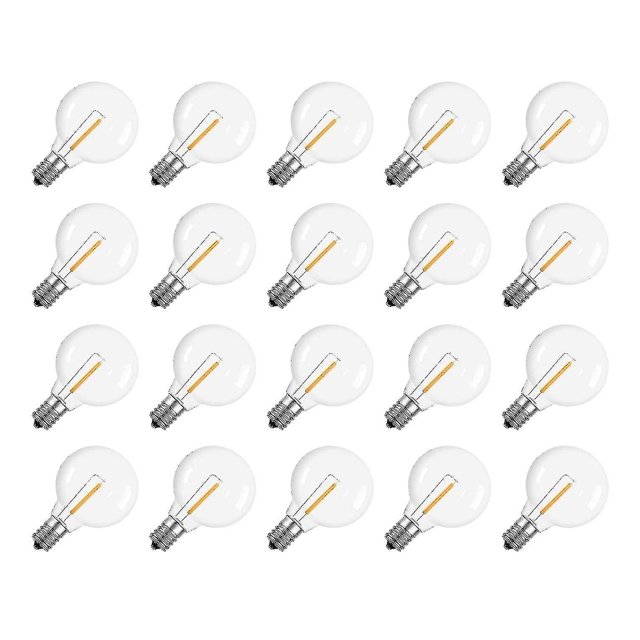 Paquete de 20 luces LED de repuesto G40 Base de tornillo E12 Globos LED irrompibles compatibles con calefacción solar