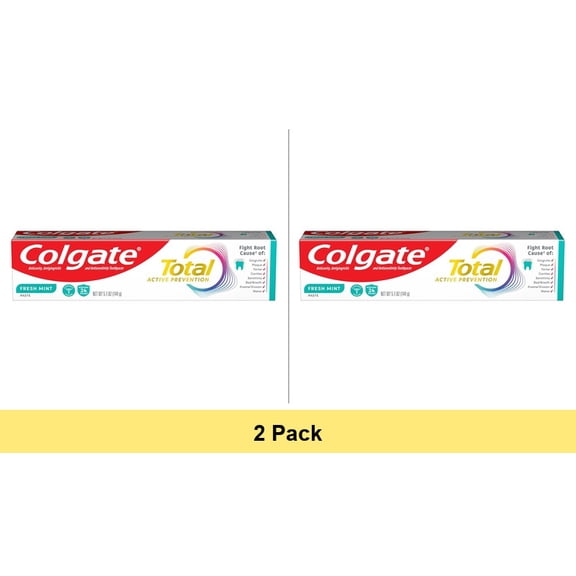 Colgate Total Active Prevention Fresh Mint Toothpaste, 5.1 oz - 2 Pack