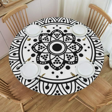 

Datura Flower Abstract Black and White Dining Elastic Protective Cover - Perfect for Picnics and Camping 45 -56 24jl23caA126
