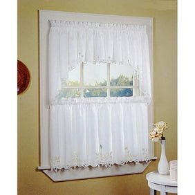 Blackout Kitchen Curtains Polyester Valance Tiers 3 Piece Set