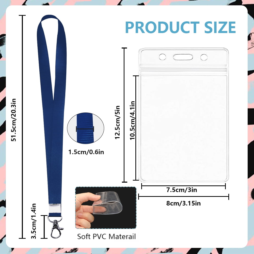 Lanyard-Lanyard with Card Holder， 3Pcs Navy Blue Lanyard with Waterproof Badge Holder, Lanyard for Keys, School & Office, Lanyard for Women & Men