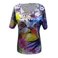 thumbnail image 3 of Babysbule Women's Tops Plus Size Women Short Sleeve Printed V-Neck Tops Tee T-Shirt Blouse, 3 of 5