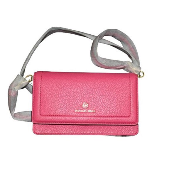 Michael Kors Jet Set Small Logo Smartphone Convertible Crossbody Bag (Hibiscus)