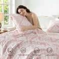 thumbnail image 3 of Exclusivo Mezcla 100% Cotton Quilts Twin Size Pink, Soft Breathable Bedspread Gauze Boho Pattern Coverlet Lightweight Twin Quilt Bedding Set for All Seasons( 1 Quilt and 1 Pillow Sham), 3 of 7