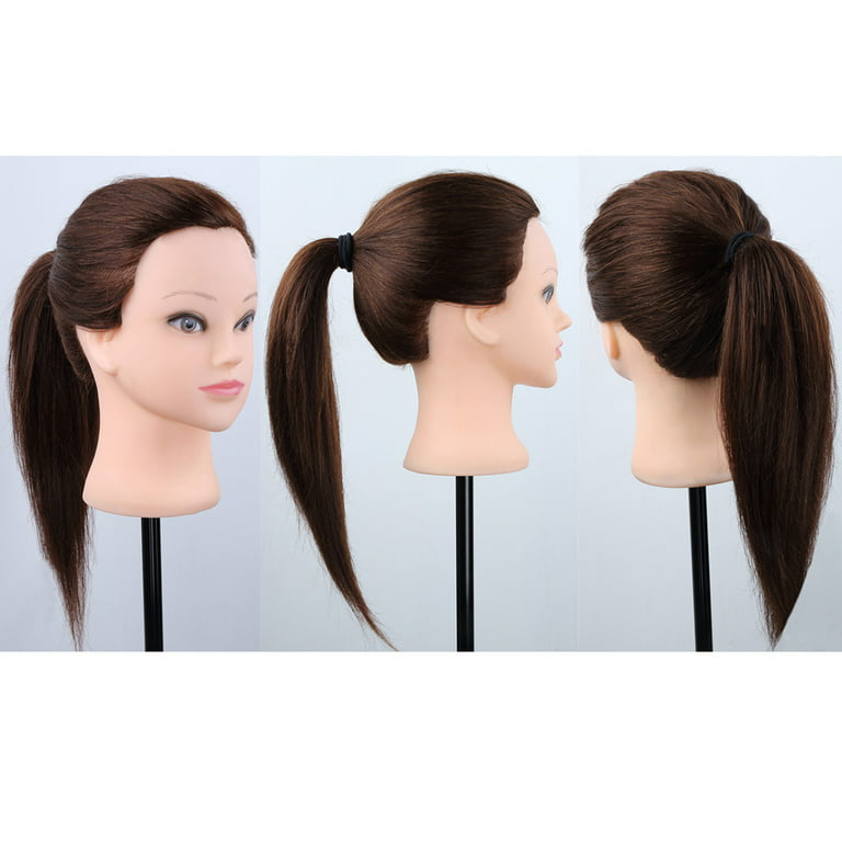 Mannequin Doll 22inch/24inch 98% Human Hair Manikin Head + Free Clamp  Holder Salon Cosmetology Beauty Head Training Hairdressing Makeup  Hairdresser Hair styling Practice CoastaCloud 