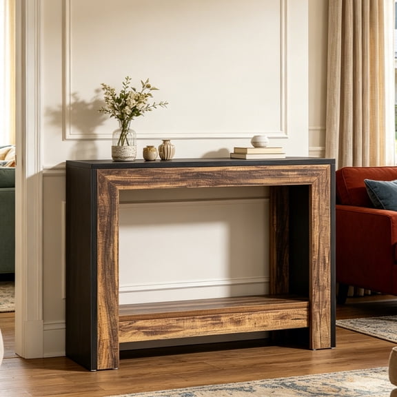 Fnova 41.3" Console Table, Farmhouse Wood Sofa Table with Storage for Behind Couch, Narrow Entryway Table for Hallway, Living Room, Bedroom
