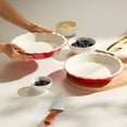 thumbnail image 4 of Kook Ceramic Deep Pie Dish with Wave Edge, 9 Inch, Cherry Red, 4 of 5