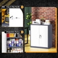 thumbnail image 3 of Metal Storage Cabinet, 42" Locking Steel Office Cabinet with 2 Doors, Tool Garage Cabinet with 2 Adjustable Shelves, Lockable File Cabinets for Home, Office, Classroom, Kitchen(White & Gray), 3 of 5