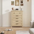 thumbnail image 3 of 5 Dresser for Bedroom, 41.3 in Tall Vertical Drawer Dresser with Large Storage, Freestanding Wooden Closet Chest for Bedroom, Living Room, Natural Oak, 3 of 7