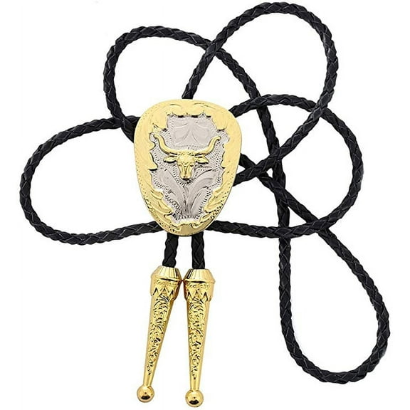 Vintage White Crack Triangle Bolo Tie for Men with Silver Bolo Tie Tips