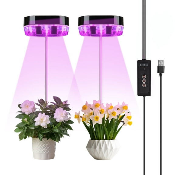 Grow Lights for Indoor Plants Full Spectrum Plant Lights for Indoor Growing Seedlings Succulents Small Mini Plants, 3 Colors Spectrum Changeable & Auto On Off Timer 3/9/12Hrs (2 Pack)