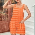 thumbnail image 2 of Plus Size Plaid Overalls for Women Strap Shorts Jumpsuit Trendy Summer Casual Suspender Bodysuit, 2 of 7