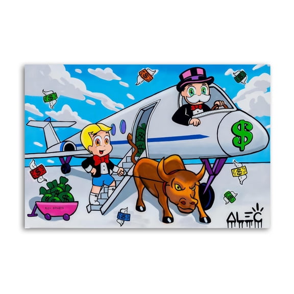 Alec-Monopolys Richie Airways $ Eyes With Wall St Bull Room Aesthetic Poster Print Art Wall Painting Canvas Posters Gifts Modern Bedroom Decor 16x24inch(40x60cm)