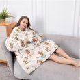 thumbnail image 5 of Oversized Wearable Blanket Hoodie,Beige Fairy Mushroom Pattern Sherpa Blanket Hoodie with Super Pockets,Super Warm Fuzzy Pullover for Women & Men, 5 of 6