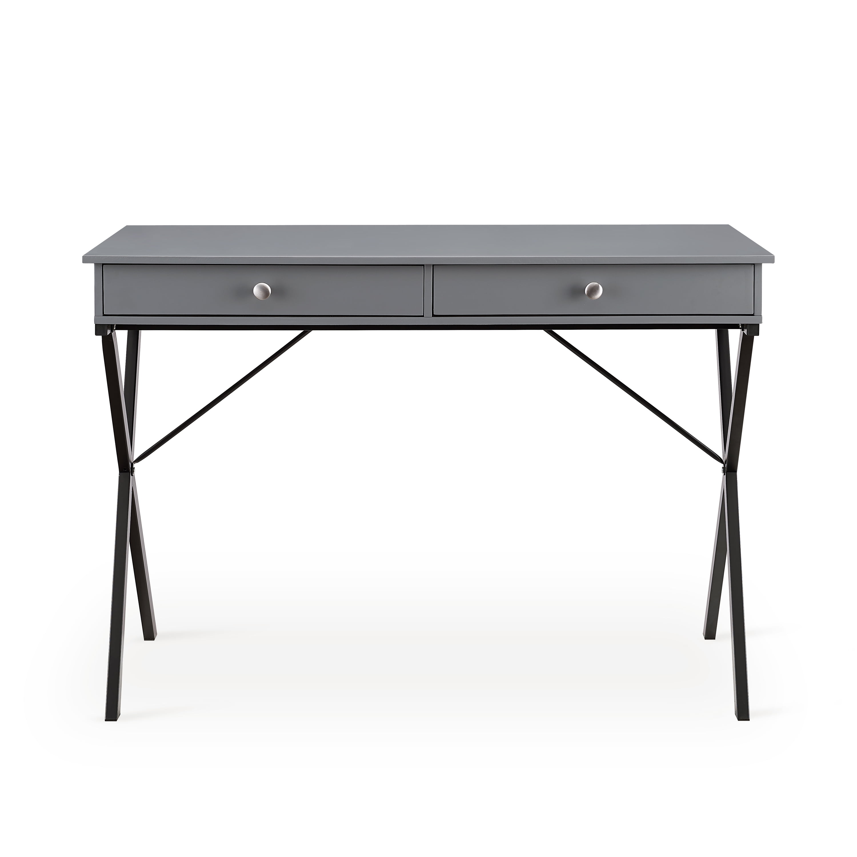 Private Jungle 2 Drawers Writing Desk with Black Stoving Varnsih Steel Frame,MDF Table Top,Frost Grey Private Jungle 2 Drawers Writing Desk with Black Stoving Varnsih Steel Frame,MDF Table Top,Frost Grey