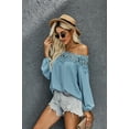 thumbnail image 4 of Women's Sky Blue Blooming Lace Off The Shoulder Top, 4 of 17