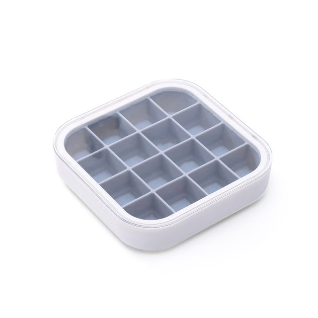 Cateissary Molde para cubitos de hielo bandeja antiadherente DIY 16 cavidades congelador glaseado a prueba de polvo reutilizable bebida molde de Cocina y Comedor Gris claro Cateissary HA061292-02