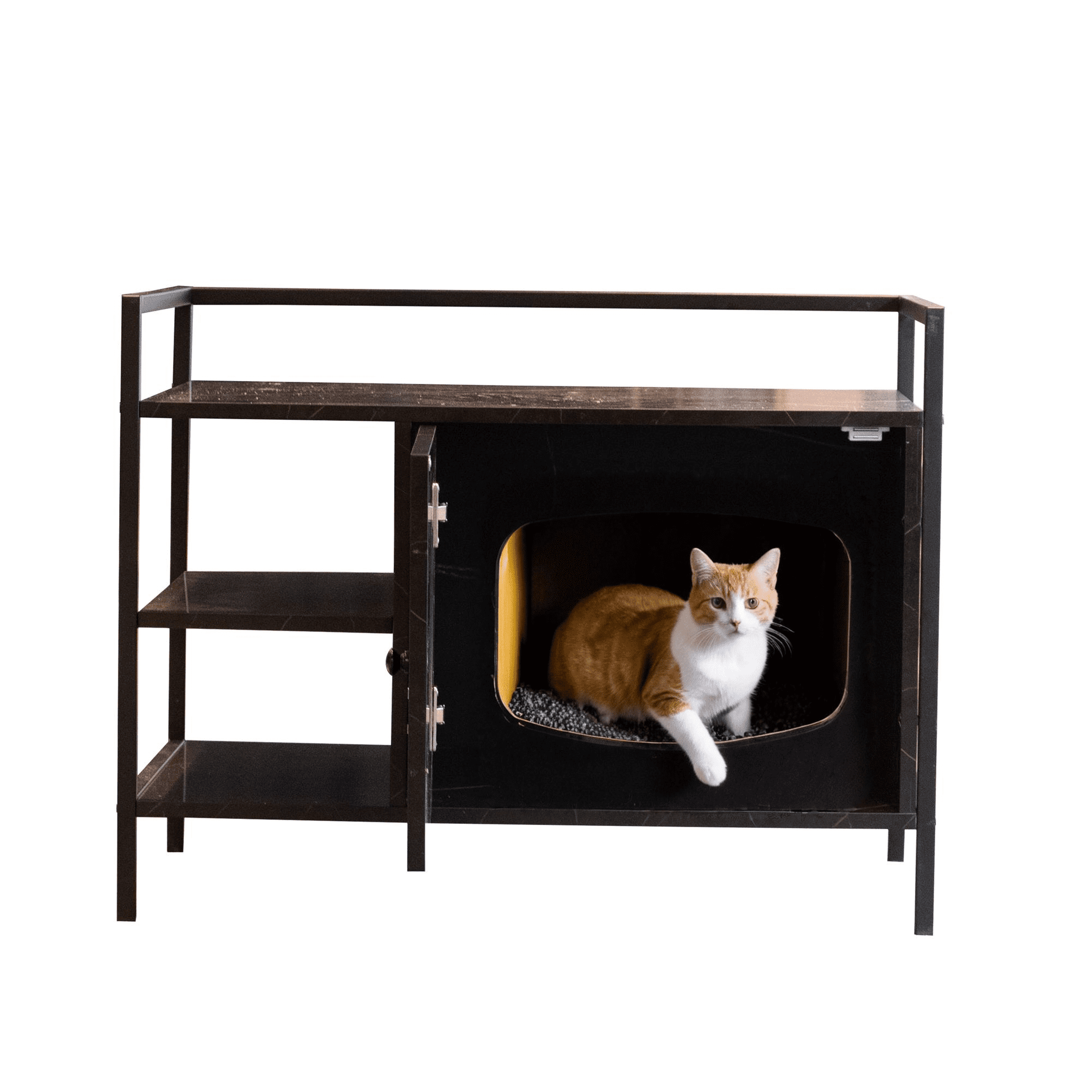 Pefilos 30" Enclosed Cat Litter Box Furniture Coffee Table for Cat House, Hidden Litterbox Enclosures Nightstand, Brown Pefilos 30" Enclosed Cat Litter Box Furniture Coffee Table for Cat House, Hidden Litterbox Enclosures Nightstand, Brown